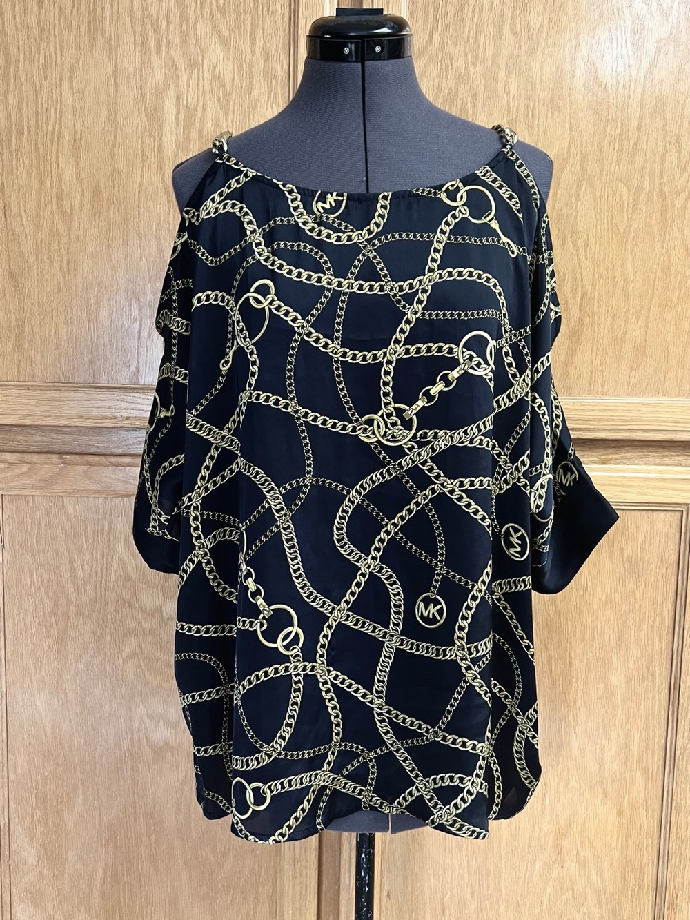 Michael Kors Black Tunic with Gold Chain Shoulder Strap
